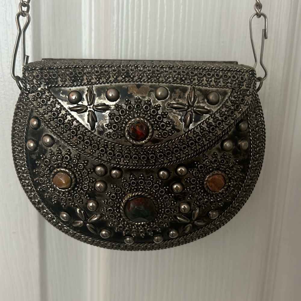 Metal shoulder mini boho purse